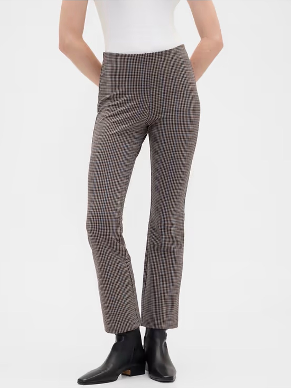 GAP Brown Checked Slim Flare Pants
